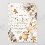 Ivory White Cocktails and Cookies Party Invitation Einladung (Vorne/Hinten)