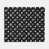 Ivory White Custom Initial Monogram Pattern Black Fleecedecke (Vorderseite (Horizontal))