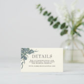 Ivory White | Eukalyptus Botanical Wedding Details Begleitkarte (Stehend Vorderseite)