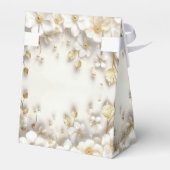 Ivory White Floral Gold Blätter Gefälligkeitsbox Geschenkschachtel (Rückseite)