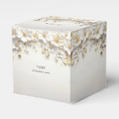 Ivory White Floral Gold Blätter Gefälligkeitsbox Geschenkschachtel (Vorderseite)