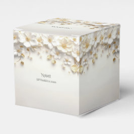 Ivory White Floral Gold Blätter Gefälligkeitsbox Geschenkschachtel