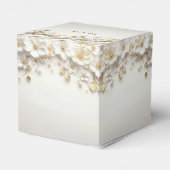 Ivory White Floral Gold Blätter Gefälligkeitsbox Geschenkschachtel (Rückseite)