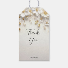 Ivory White Floral Gold Blätter Geschenkmarke Geschenkanhänger