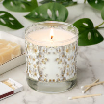 Ivory White Floral Gold Blätter Scented Jar Candle