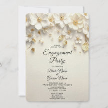 Ivory White Floral Gold Blätter Verlobung