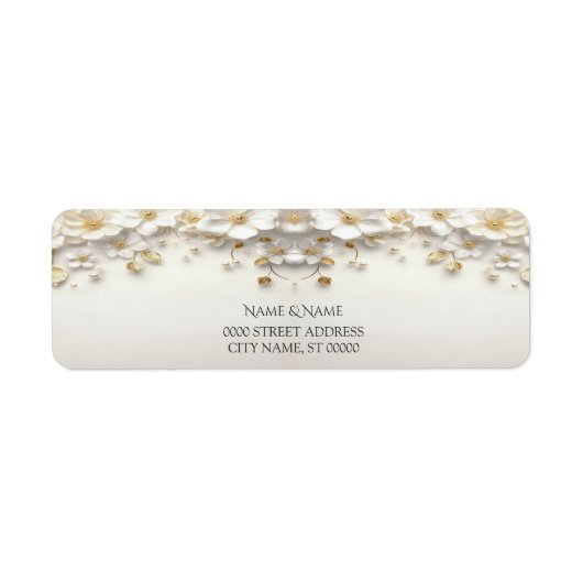 Ivory White Floral Gold Verlasst Rücksendeadresse (Vorne)