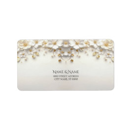 Ivory White Floral Gold Verlasst Rücksendeadresse Adressaufkleber