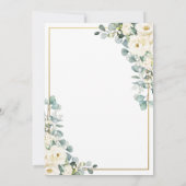 Ivory White Floral Greenery Gold Geometric Wedding Einladung (Rückseite)
