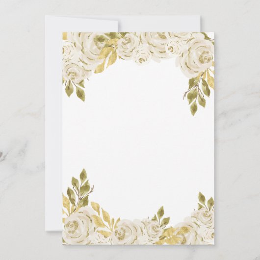 Ivory White Floral Princess Gold Arch Quinceanera Ankündigung (Rückseite)