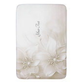 Ivory White Flowers Bath Mat Badematte (Vorderseite Vertikal)