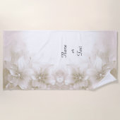 Ivory White Flowers Beach Towel Strandtuch (Vorderseite)