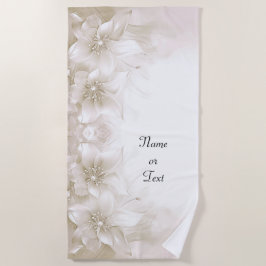 Ivory White Flowers Beach Towel Strandtuch