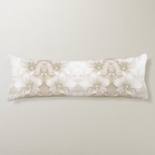 Ivory White Flowers Body Pillow Seitenschläferkissen (Vorderseite)