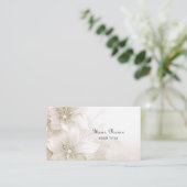 Ivory White Flowers Business Card Visitenkarte (Stehend Vorderseite)