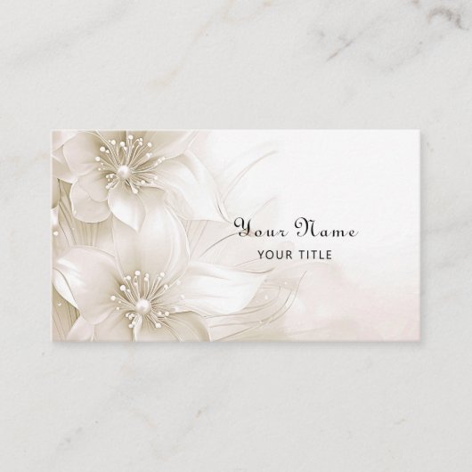 Ivory White Flowers Business Card Visitenkarte (Vorderseite)