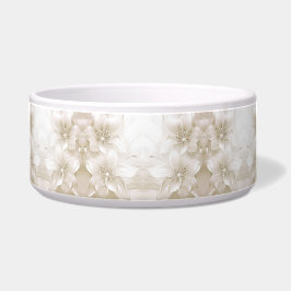 Ivory White Flowers Ceramic Pet Bowl Napf