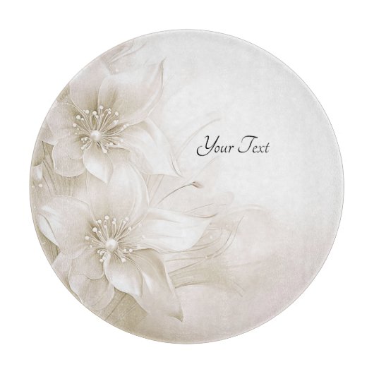 Ivory White Flowers Cutting Board Schneidebrett (Vorderseite)