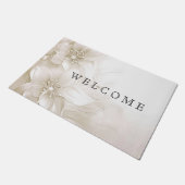 Ivory White Flowers Doormat Fußmatte (Schrägansicht)