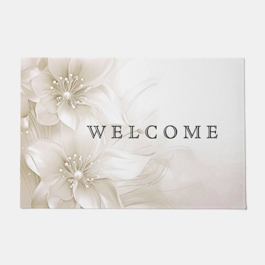 Ivory White Flowers Doormat Fußmatte (Vorderseite)