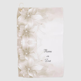 Ivory White Flowers Golf Towel Golfhandtuch