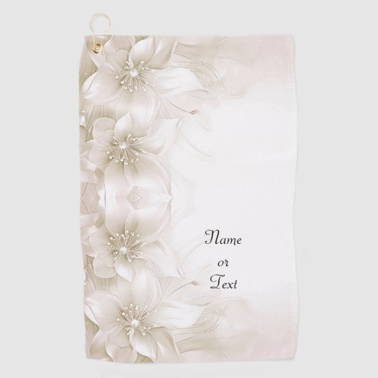 Ivory White Flowers Golf Towel Golfhandtuch (Vorderseite)