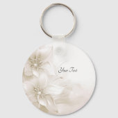Ivory White Flowers Keychain Schlüsselanhänger (Rückseite)