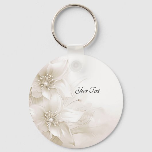 Ivory White Flowers Keychain Schlüsselanhänger (Rückseite)