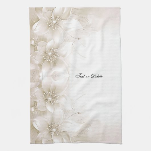 Ivory White Flowers Kitchen Towels Geschirrtuch (Vertikal)
