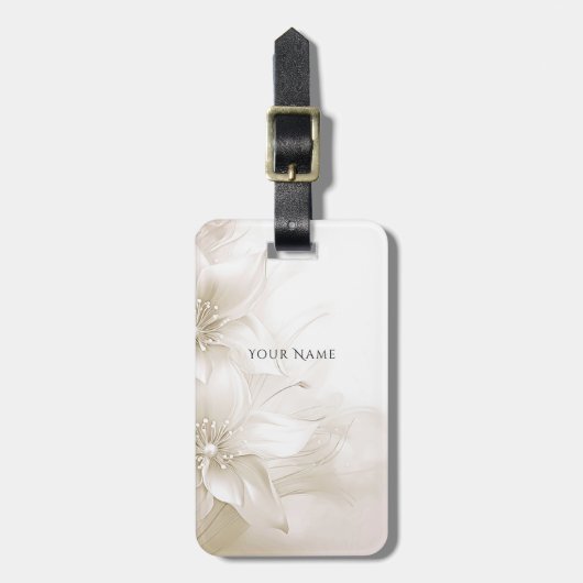 Ivory White Flowers Luggage Tag Gepäckanhänger (Vorderseite vertikal)