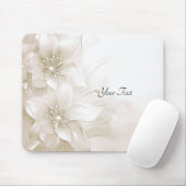 Ivory White Flowers Mousepad (Mit Mouse)