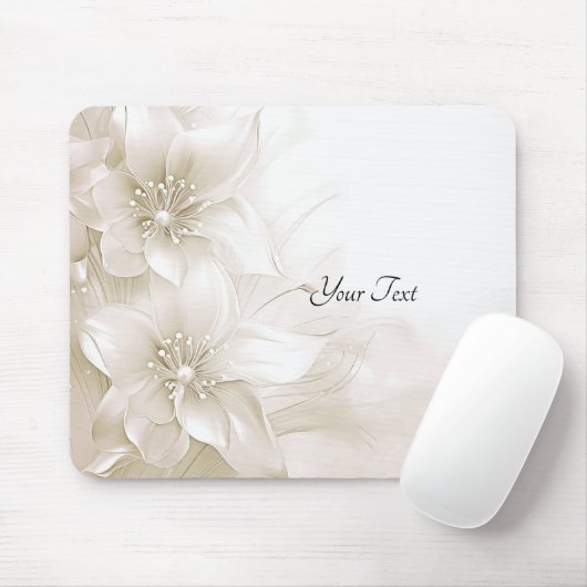 Ivory White Flowers Mousepad (Mit Mouse)