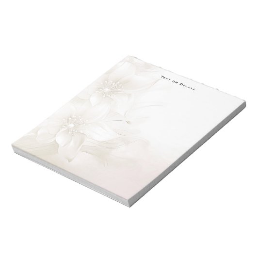 Ivory White Flowers Notepad Notizblock (Rotiert)