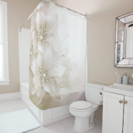 Ivory White Flowers Shower Curtain Duschvorhang