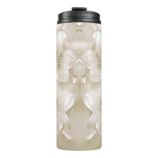 Ivory White Flowers Thermal Tumbler Thermosbecher (Vorderseite)