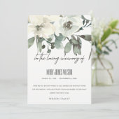 IVORY WHITE GREEN GRAY FLORAL BEILEID MEMORIAL DANKESKARTE (Stehend Vorderseite)
