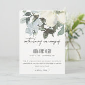 IVORY WHITE GREEN GRAY FLORAL BEILEID MEMORIAL DANKESKARTE (Stehend Vorderseite)