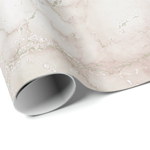 Ivory White Pink Gray Silver Marble Stone Creamy Geschenkpapier