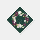 Ivory White Plum Lila Floral Wreath Emerald Serviette (Ecke)