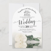 Ivory White Rose Elegante Arch Wedding Einladung (Vorderseite)