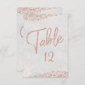 Ivory White & Rose Gold Glam Wedding Tischnummern (Vorne/Hinten)