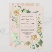 Ivory White Rose Hydrangea Wedding Einladung (Vorne/Hinten)