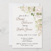 Ivory White Roses Bridal Shower Einladung (Vorderseite)