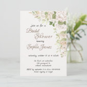 Ivory White Roses Bridal Shower Einladung (Stehend Vorderseite)