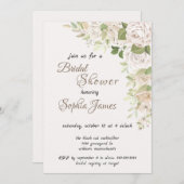 Ivory White Roses Bridal Shower Einladung (Vorne/Hinten)