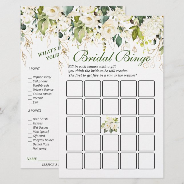 Ivory White Roses Doppelseitiges Brautparty Spiel (Vorne/Hinten)