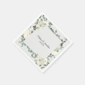 Ivory White Roses Floral Romantische Hochzeit Serviette (Ecke)