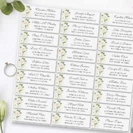 Ivory White Roses Floral Wedding Guest Address Aufkleber