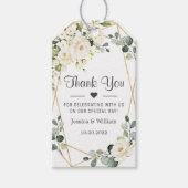 Ivory White Roses Grüne Gastgeschenk Hochzeit Viel Geschenkanhänger (Vorderseite)