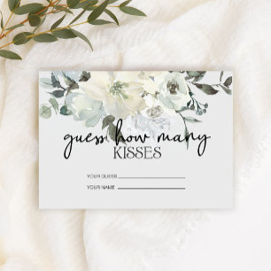 Ivory White Roses Wie viele Kisses Bridal Spiel Begleitkarte
